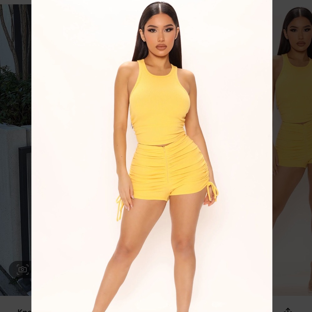 Fashion nova yellow shorts set
